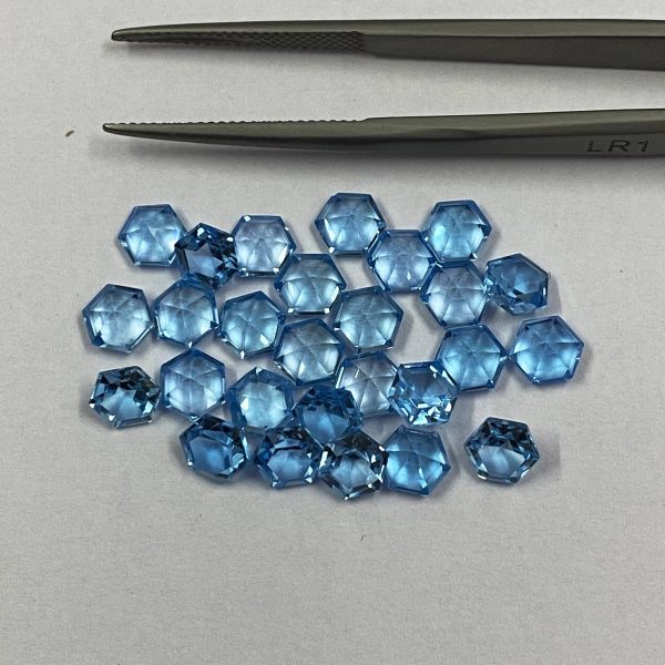 natural swiss blue topaz round faceted