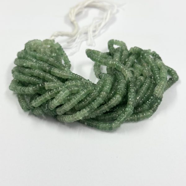 green strawberry quartz smooth heishi beads