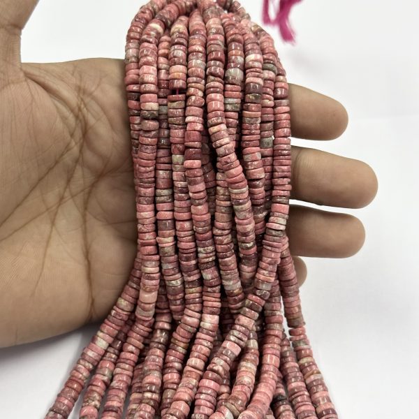 natural thulite smooth heishi beads