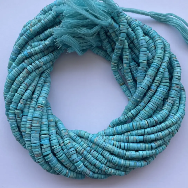 arizona turquoise smooth heishi beads